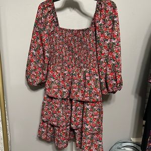 Floral Puff Sleeve/Ruffle Dress